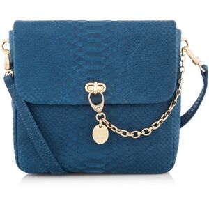 NWT Henri Bendel Blue Crossbody Bag with Gold Hardware, includes gift box.